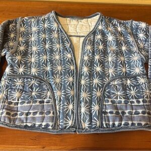 We The Free Blue and White Quilted Jacket